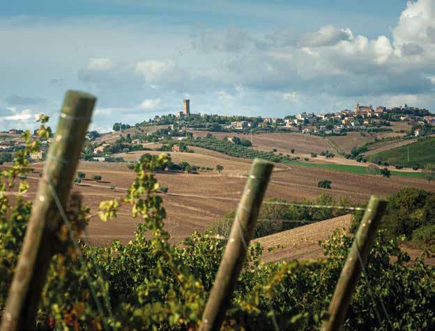 Italian hillside village surrounded by rolling countryside